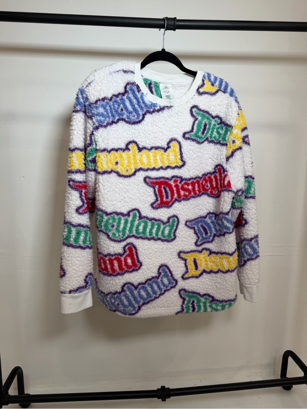 Disney Sherpa Sweatshirt in White with Red, Green, Blue, Yellow Accents